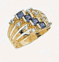 14k Cubic Zirconia and Colored Stone Ring